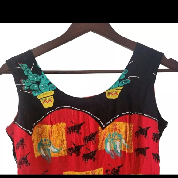 Vintage Jams World Bull Peppers Cactus Print Sleeveless Crop Top Womens Size S - Picture 2 of 9